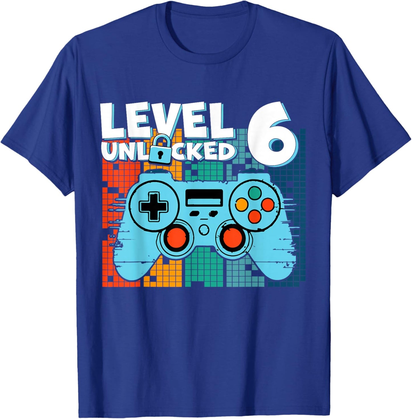 Level 6 Unlocked 6th Birthday 6 Year Old Gamer T-Shirt - T-Shirt | Royal
