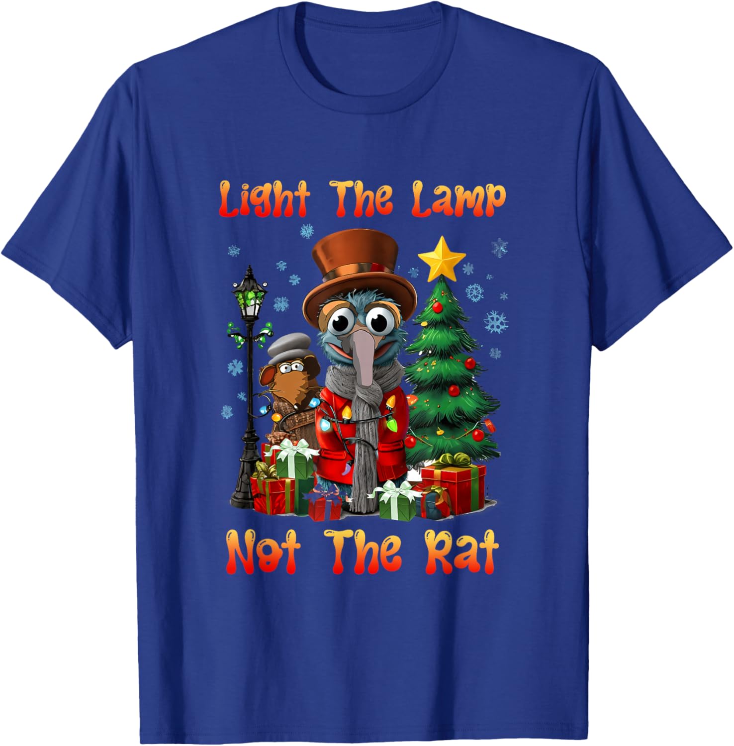 Light a Lamp Not a Rat Christmas Funny Holiday Saying T-Shirt - T-Shirt | Royal