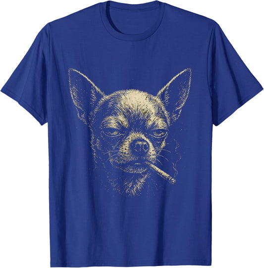 Cigarette Funny Smoking Dog Chihuahua Meme Stupid for Dad T-Shirt - T-Shirt | Royal