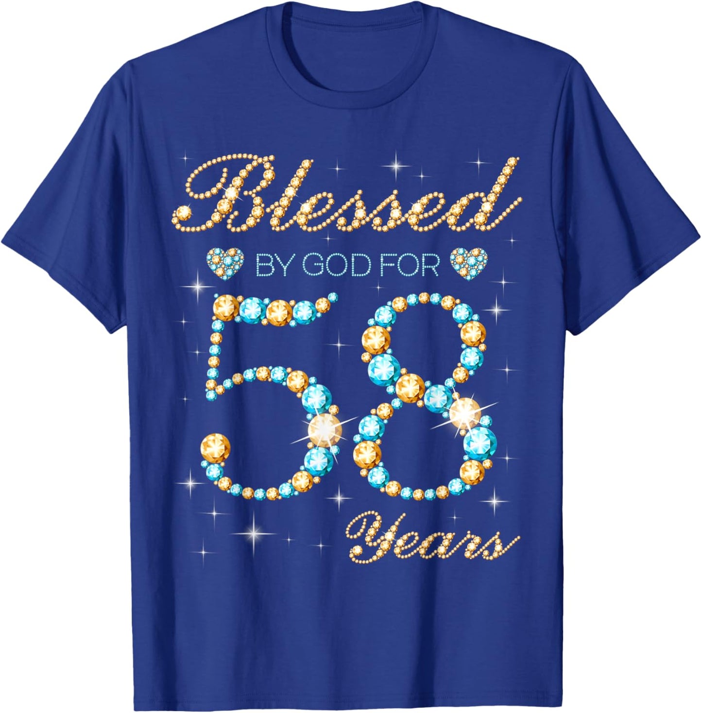 Blessed by God for 58 Years Old 58th Birthday Party Cute T-Shirt - T-Shirt | Royal