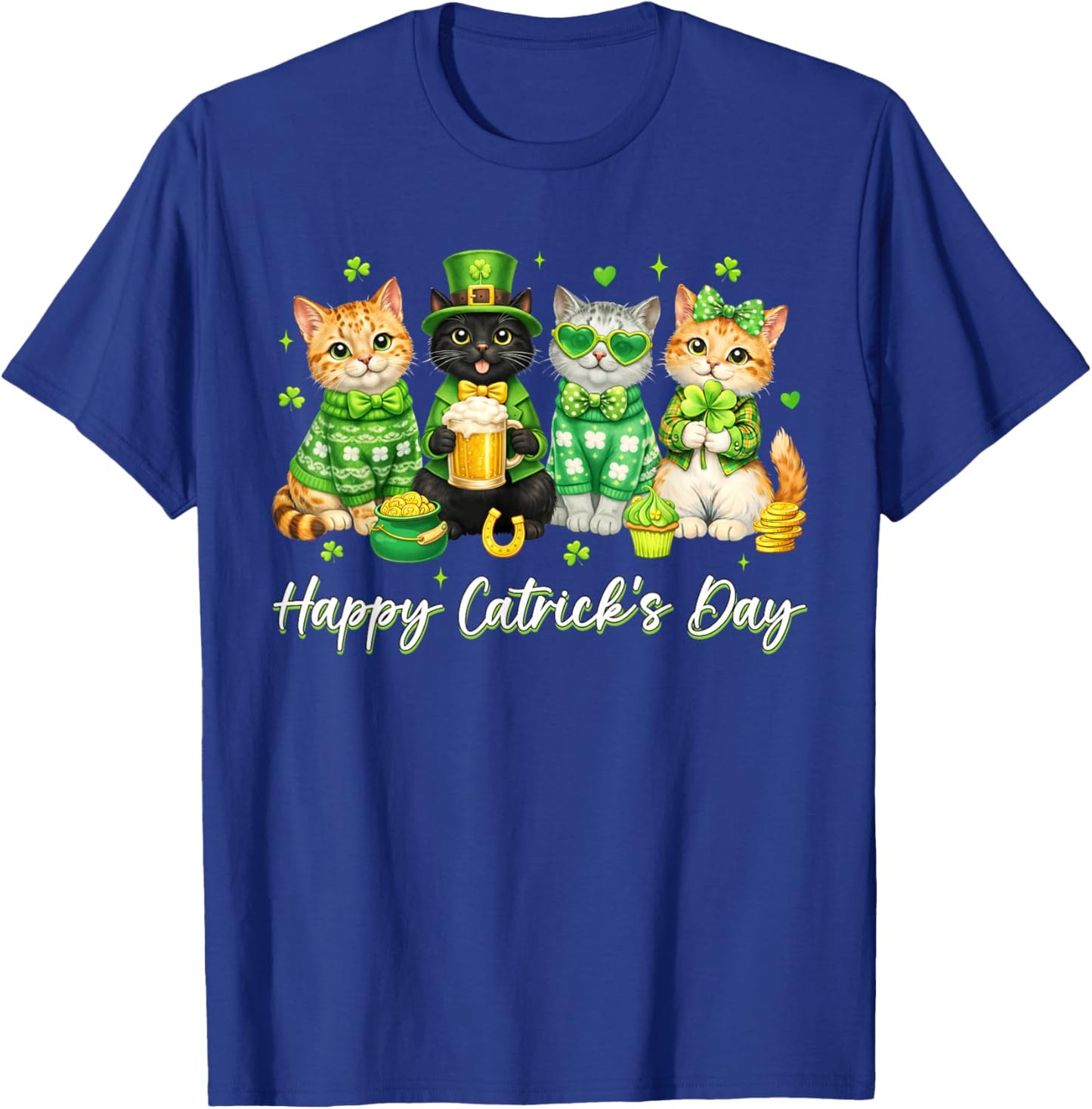 St Patricks Day Funny Catricks Day for Cat Lover Women Girls T-Shirt - T-Shirt | Royal