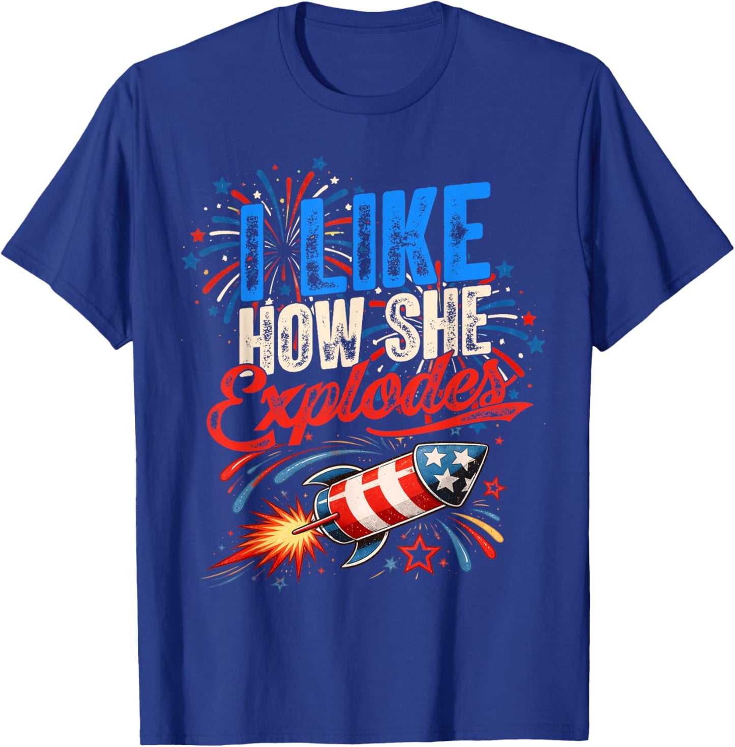 4th of July I Like How She Explodes - He Bangs Matching T-Shirt - T-Shirt | Royal