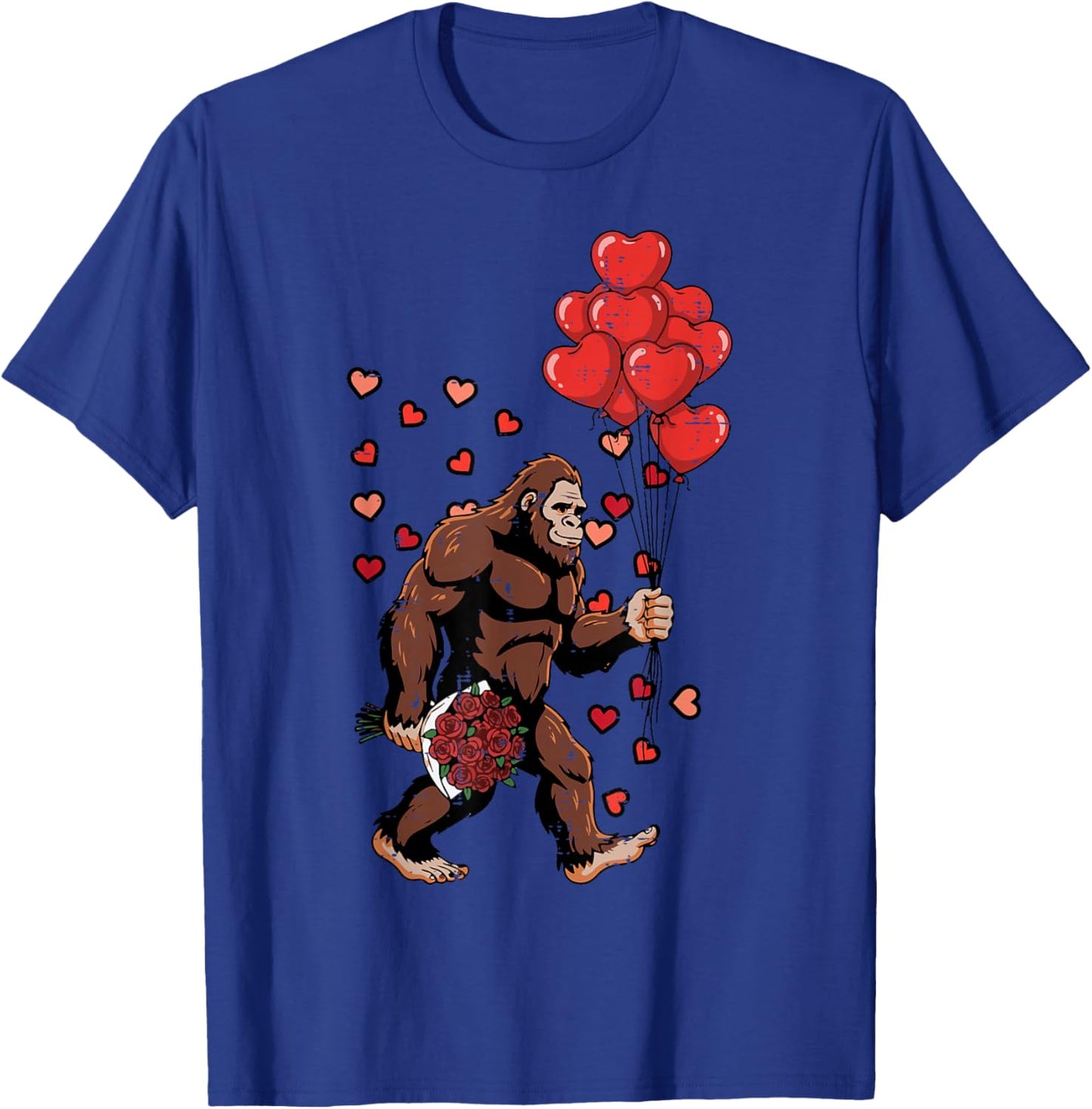Valentines Day Bigfoot Balloons Sasquatch Men Boys Kids T-Shirt - T-Shirt | Royal