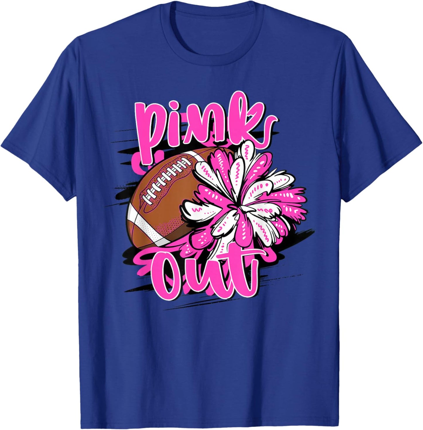 Pink Out Football Breast Cancer Awareness Cheer T-Shirt - T-Shirt | Royal