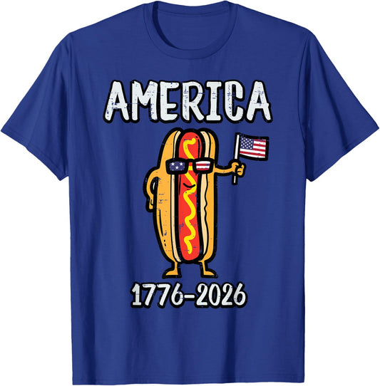 250 Years America Hotdog 250th Anniversary Men Women Kids T-Shirt - T-Shirt | Royal