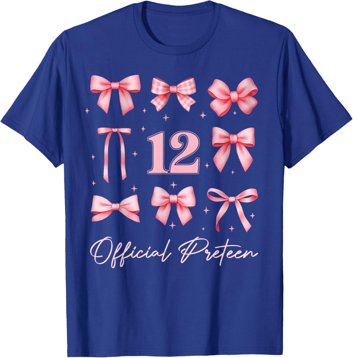 Kids 12th Birthday Girl Coquette Bow Pink Official Preteen T-Shirt - T-Shirt | Royal