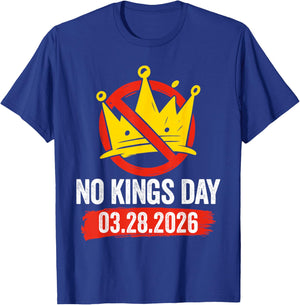Retro Patriotic No Kings March 28 2026 No Kings Men Women T-Shirt - T-Shirt | Royal