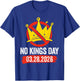 Retro Patriotic No Kings March 28 2026 No Kings Men Women T-Shirt - T-Shirt | Royal