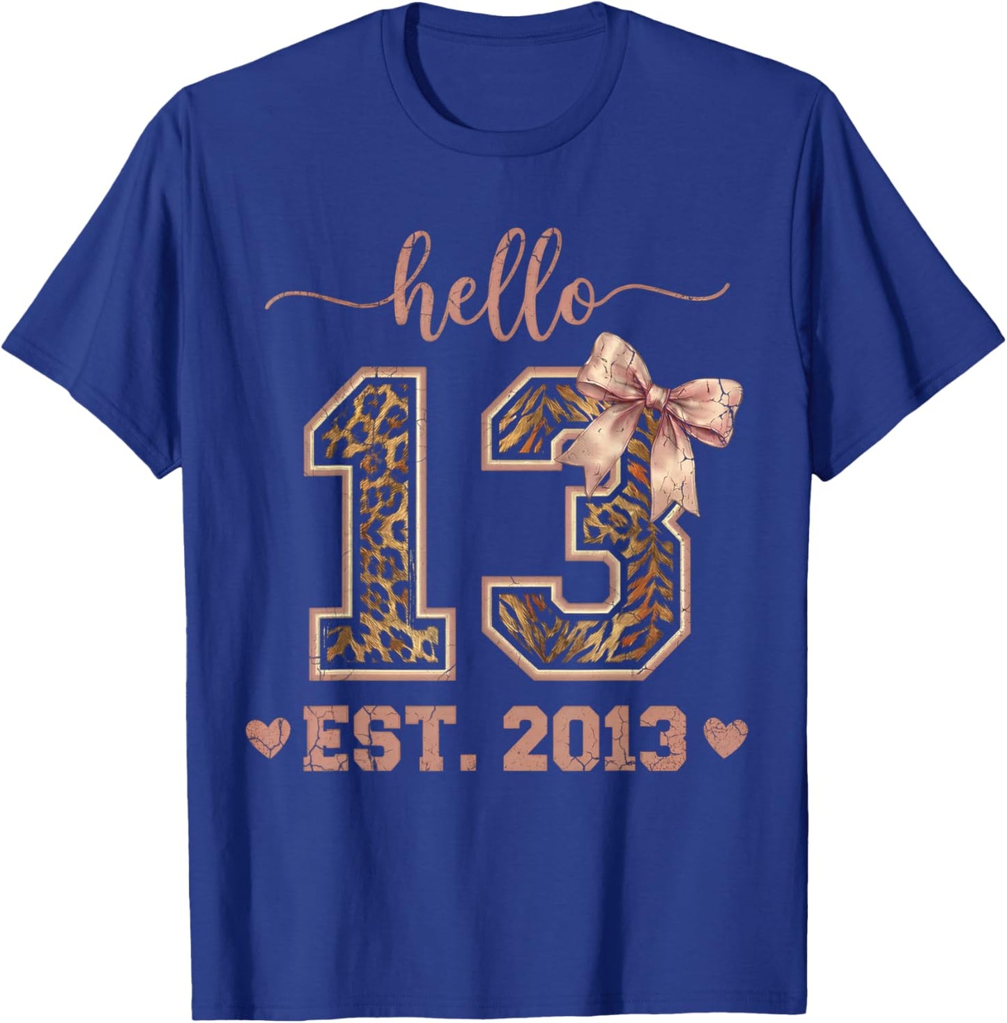 Hello Thirteen EST 2013 13th Birthday Coquette 13 Leopard T-Shirt - T-Shirt | Royal