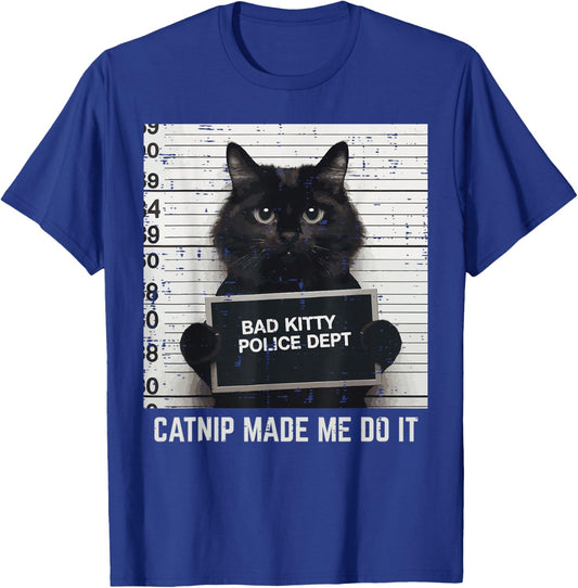Cat Bad Police Dept Catnip Funny Kitten Men Women Kids T-Shirt - T-Shirt | Royal