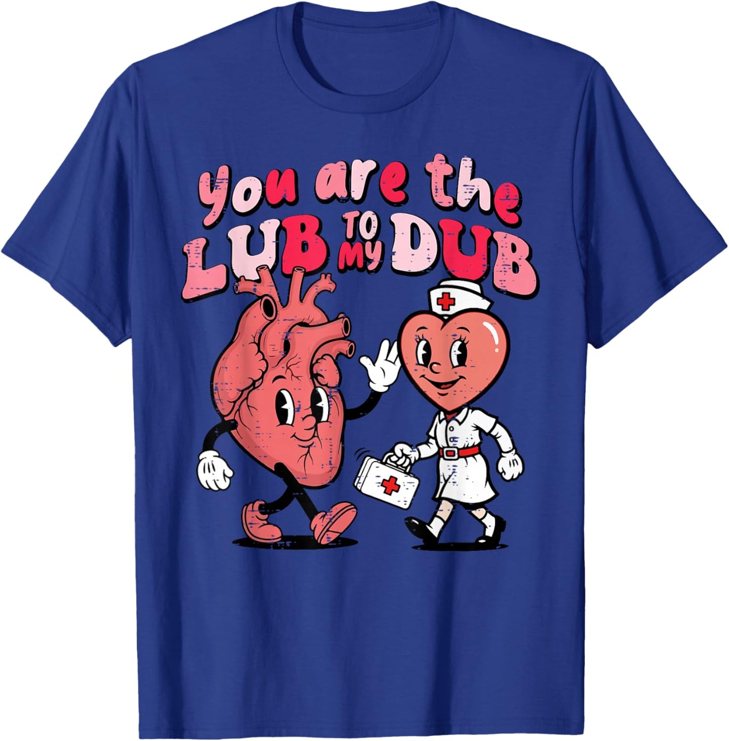 Valentines Day Nurse Lub to My Dub Cardiac Scrub Top Women T-Shirt - T-Shirt | Royal