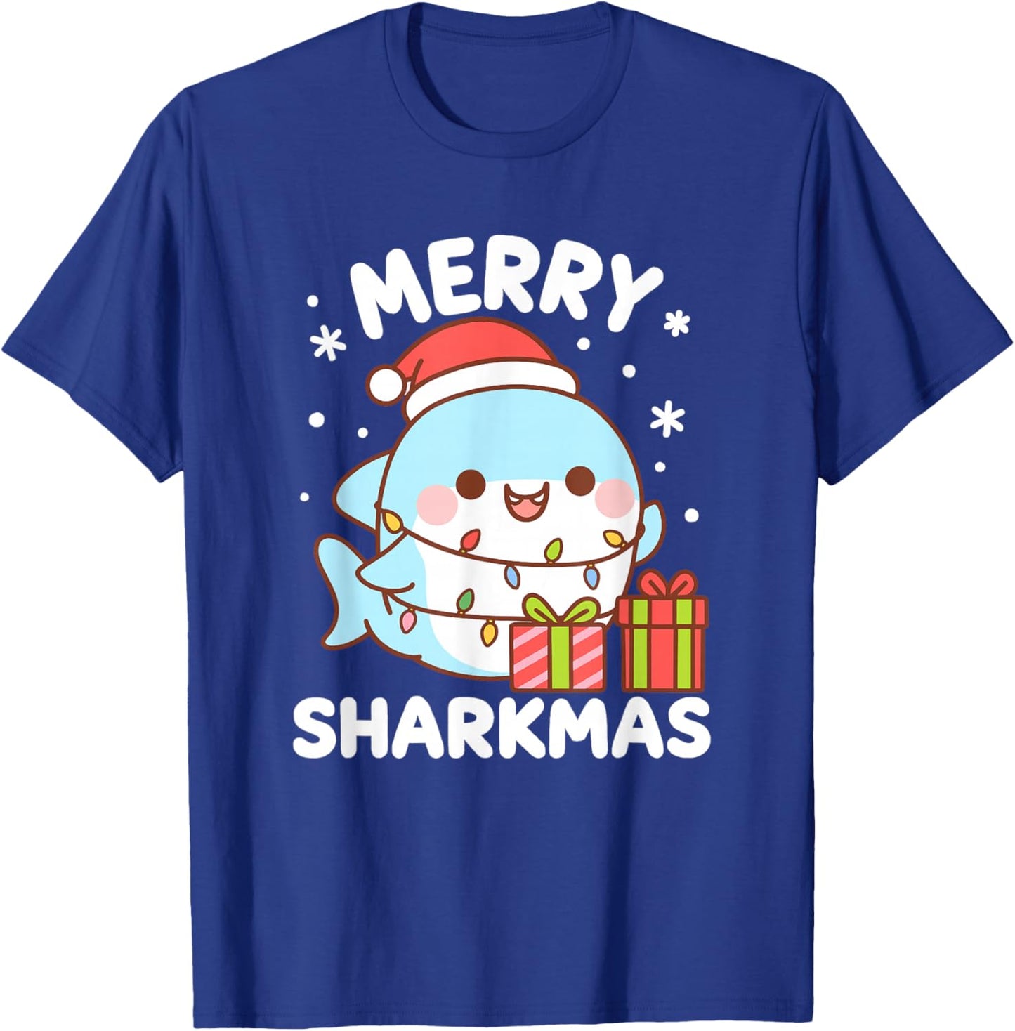 Merry Sharkmas Cute Kawaii Shark Christmas Xmas Holiday T-Shirt - T-Shirt | Royal