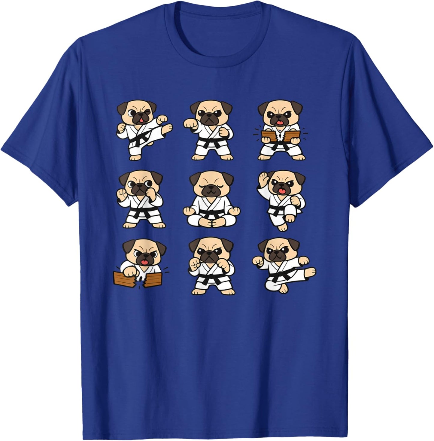 Cute Karate Pug Dog Martial Arts Taekwondo Fighter T-Shirt - T-Shirt | Royal