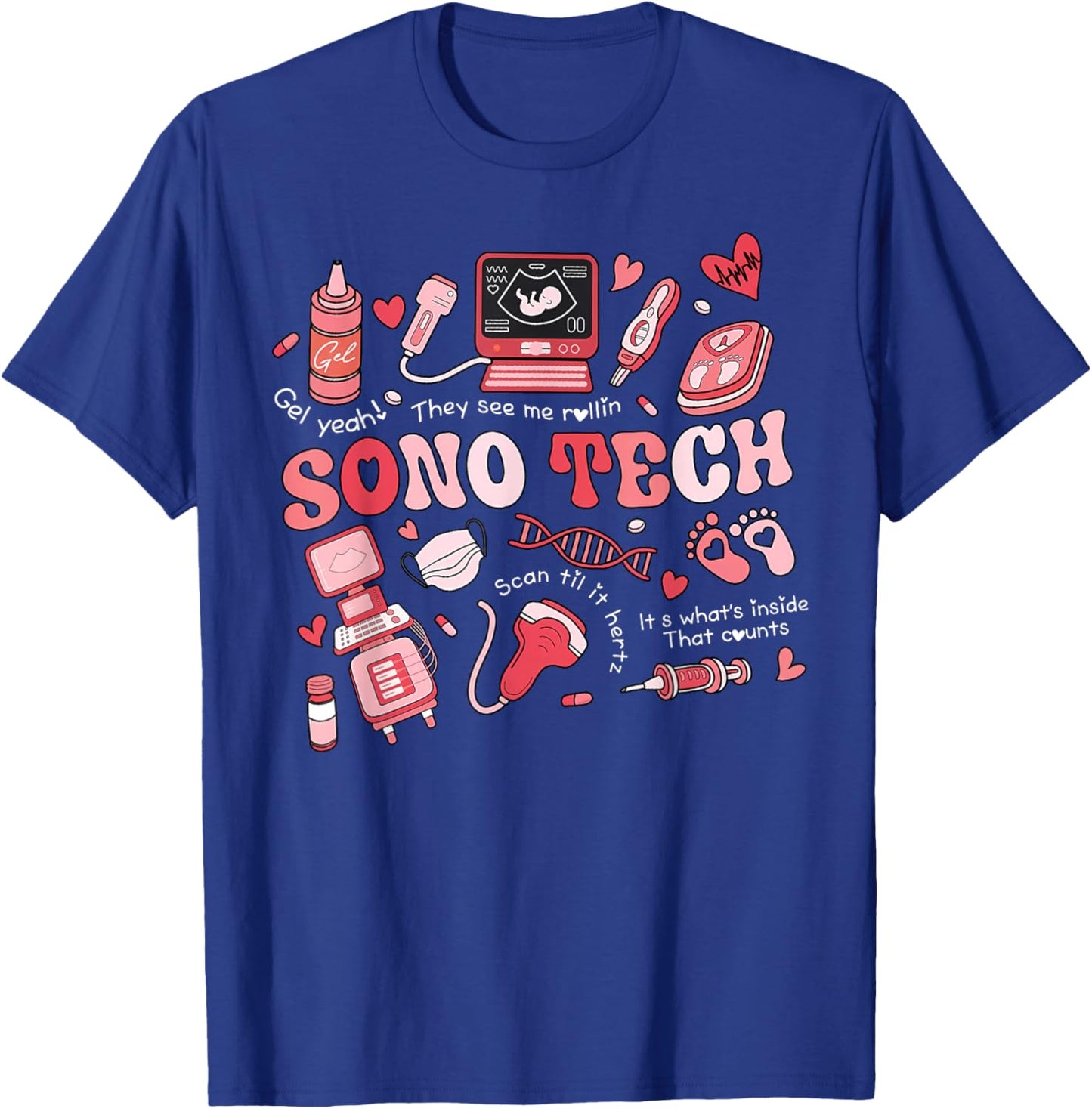 Cute Sonographer Valentines Sono Tech Ultrasound Tech T-Shirt - T-Shirt | Royal