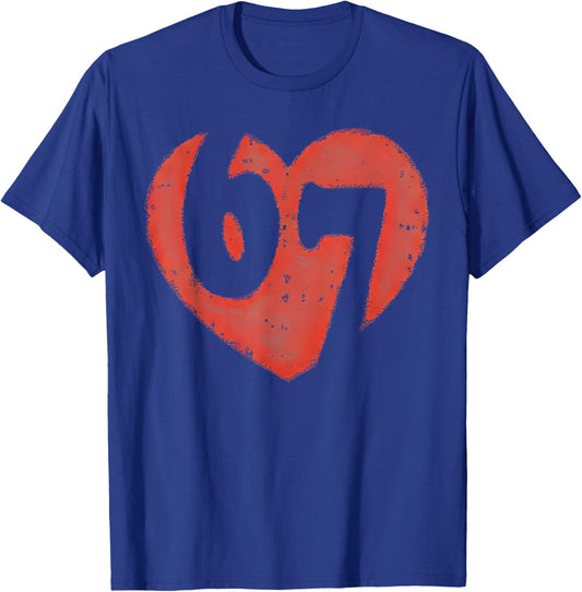 Ash Six Seven Valentine Meme 67 Heart Couple Lover Gifts T-Shirt - T-Shirt | Royal