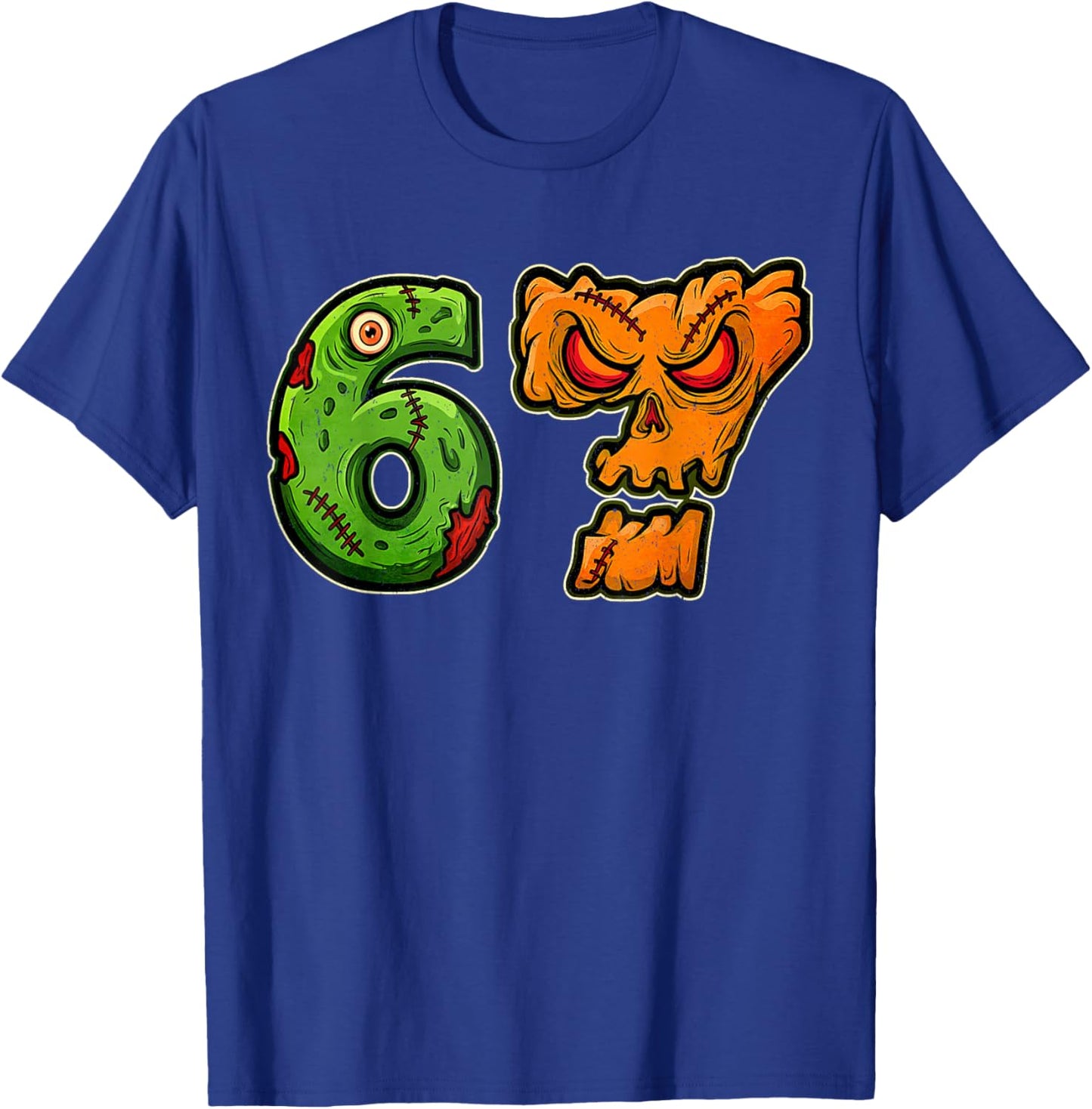 67 Zombie Pumpkin Six Seven Halloween Meme Costume T-Shirt - T-Shirt | Royal