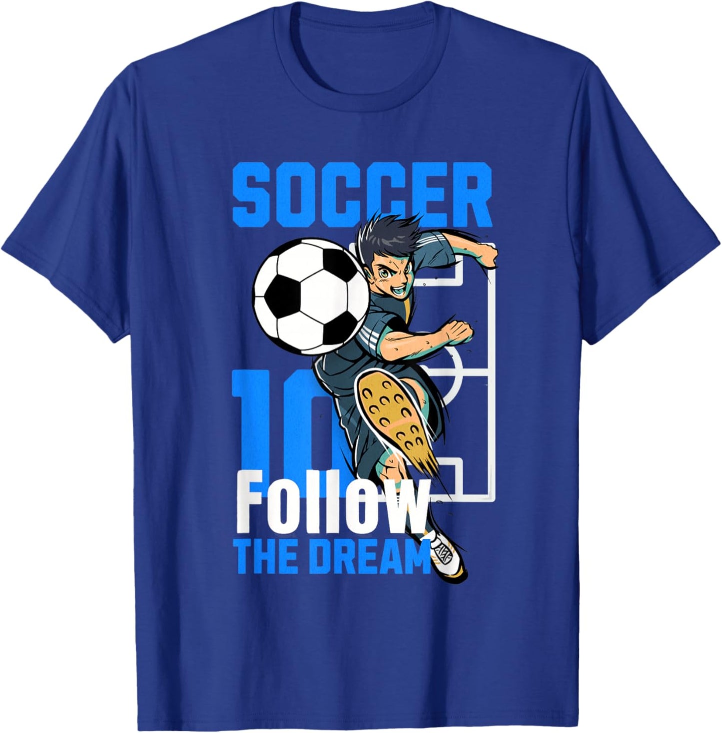 Soccer Player Action Art Follow The Dream Design T-Shirt - T-Shirt | Royal