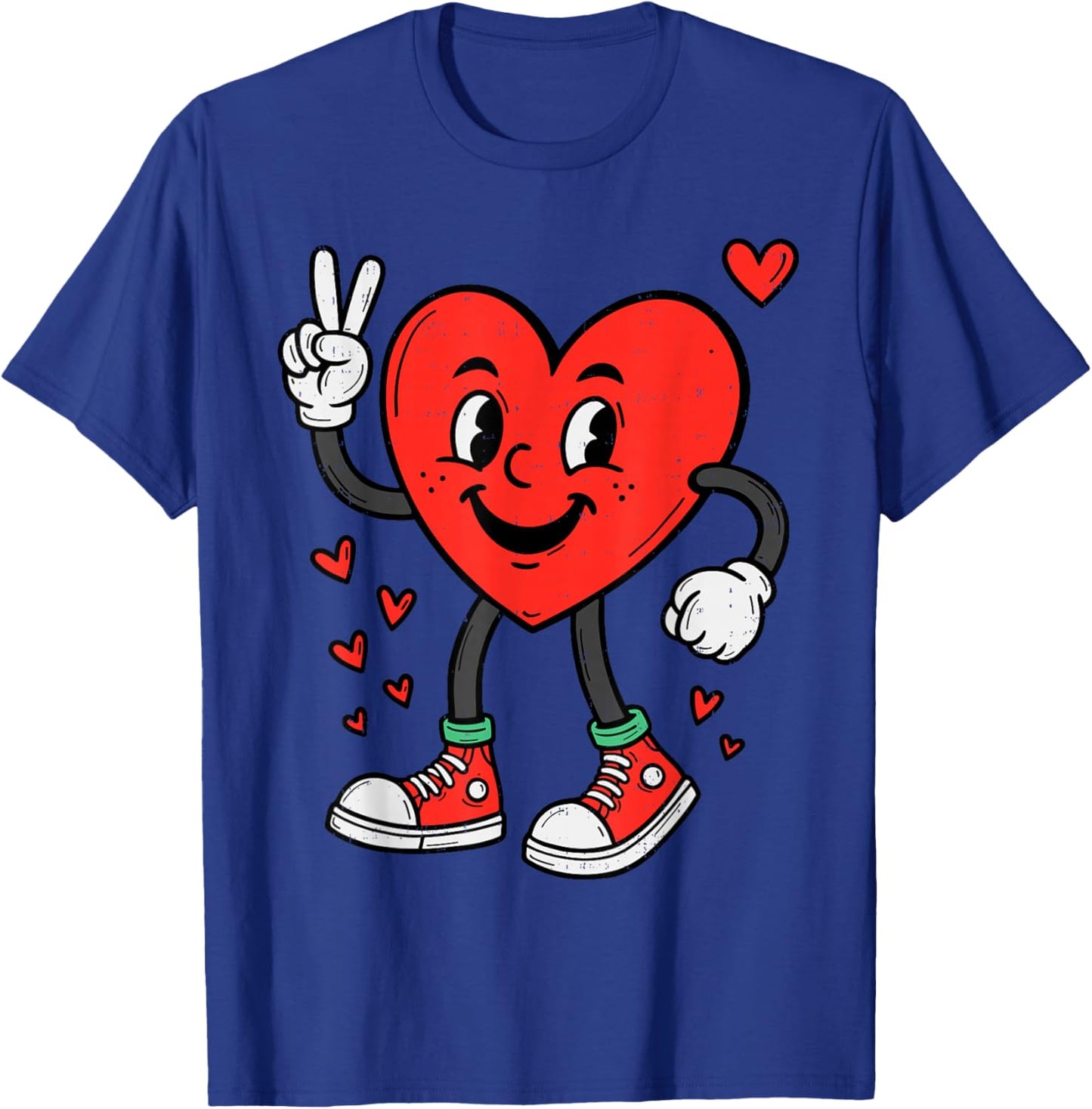 Heart Peace Hand Funny Valentines Day Boys Men Women Kids T-Shirt - T-Shirt | Royal