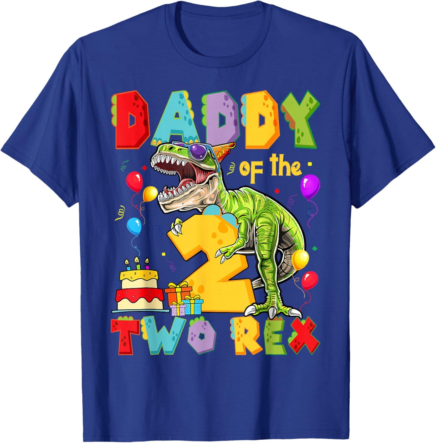 Daddy of The Two Rex 2nd Birthday Boy Dinosaur T-Rex T-Shirt - T-Shirt | Royal