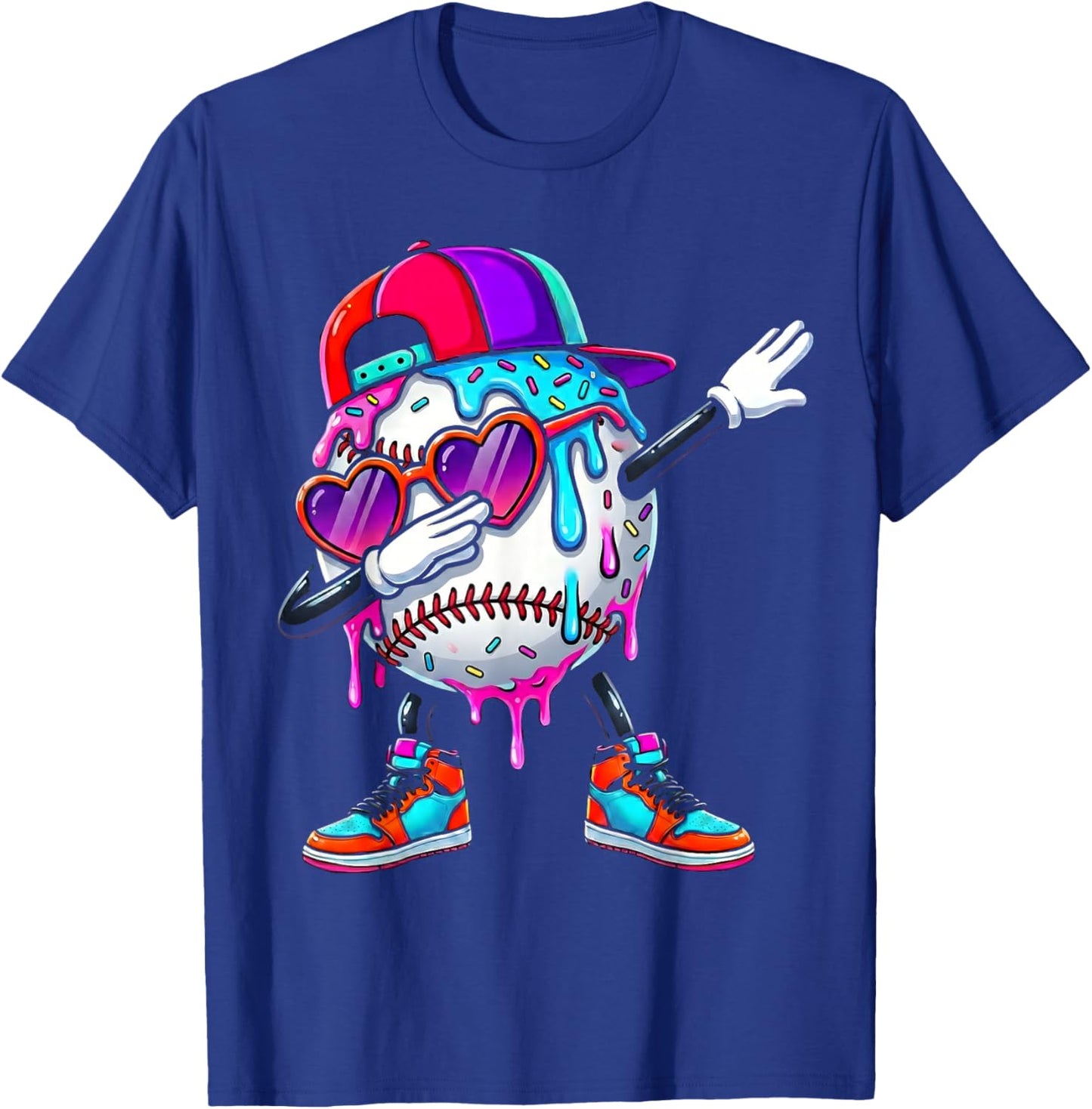 Baseball Ice Cream Drip Dabbing Sports Sprinkles for Boys T-Shirt - T-Shirt | Royal
