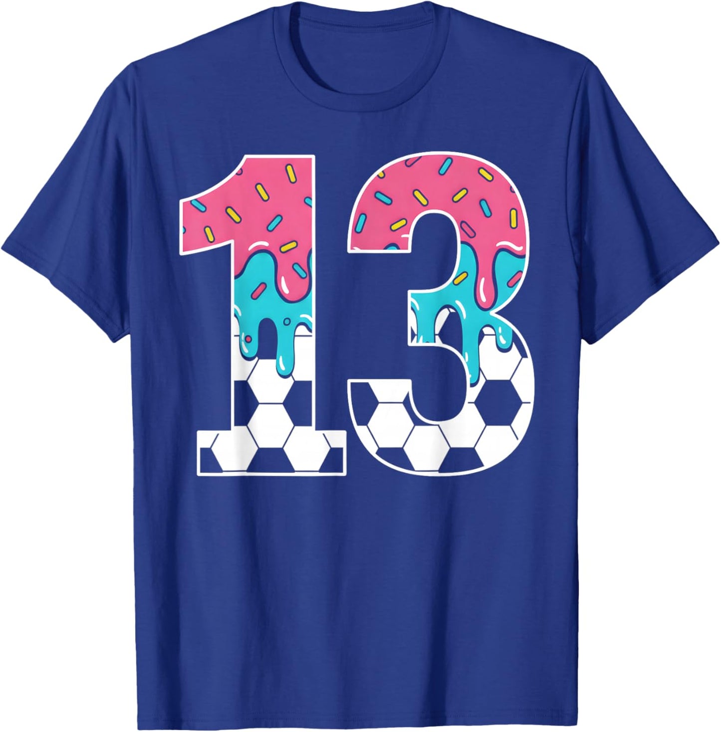 Soccer 13 Year Old Ice Cream Drip Youth 13th Birthday Boy 13 T-Shirt - T-Shirt | Royal