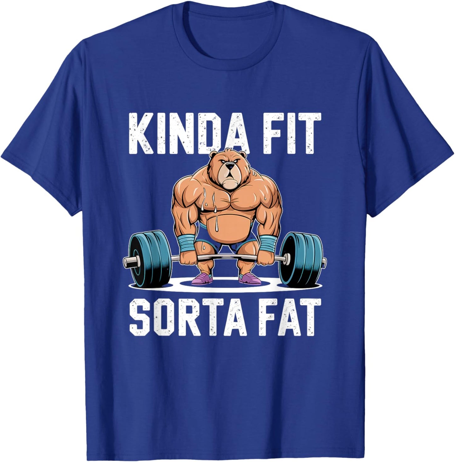 Kinda Fit Sorta Fat Funny Gym Body Cute Bear Retro T-Shirt - T-Shirt | Royal