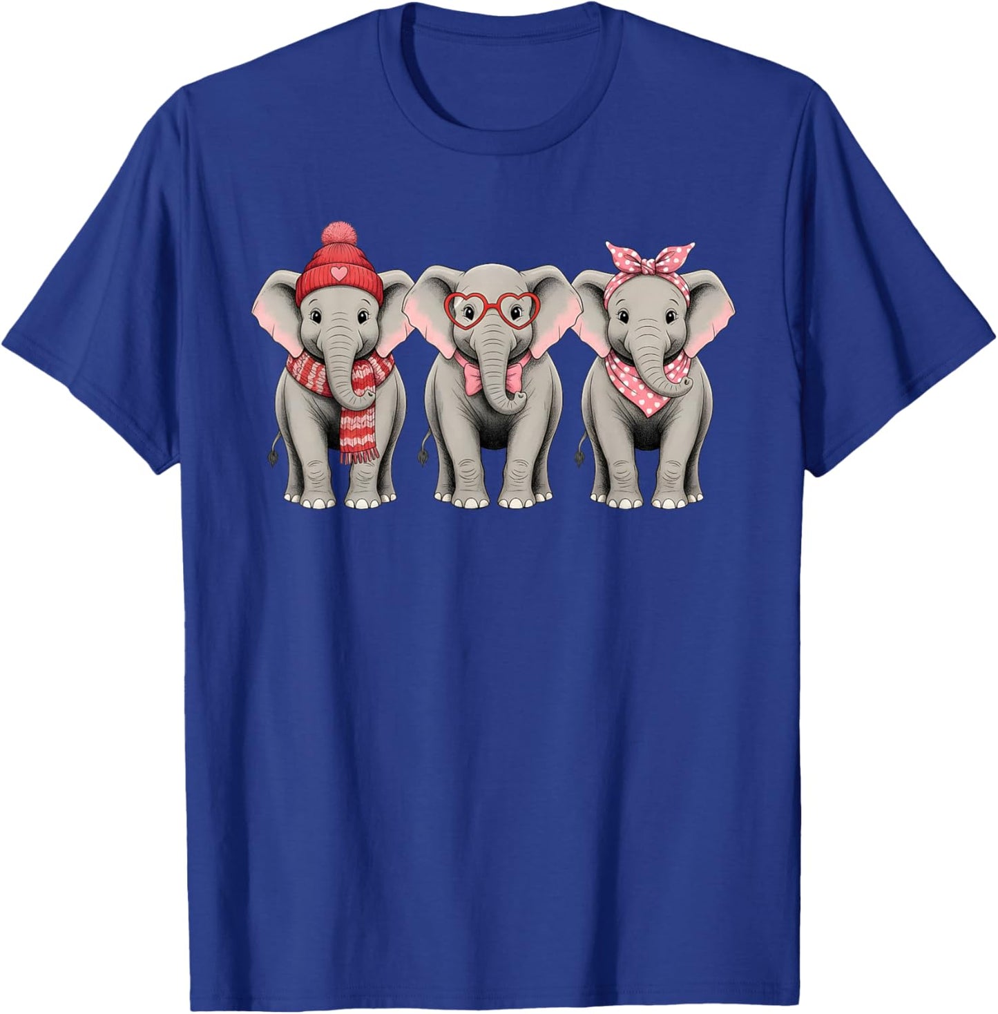 Retro Elephant Cute Valentine Safari Animal T-Shirt - T-Shirt | Royal