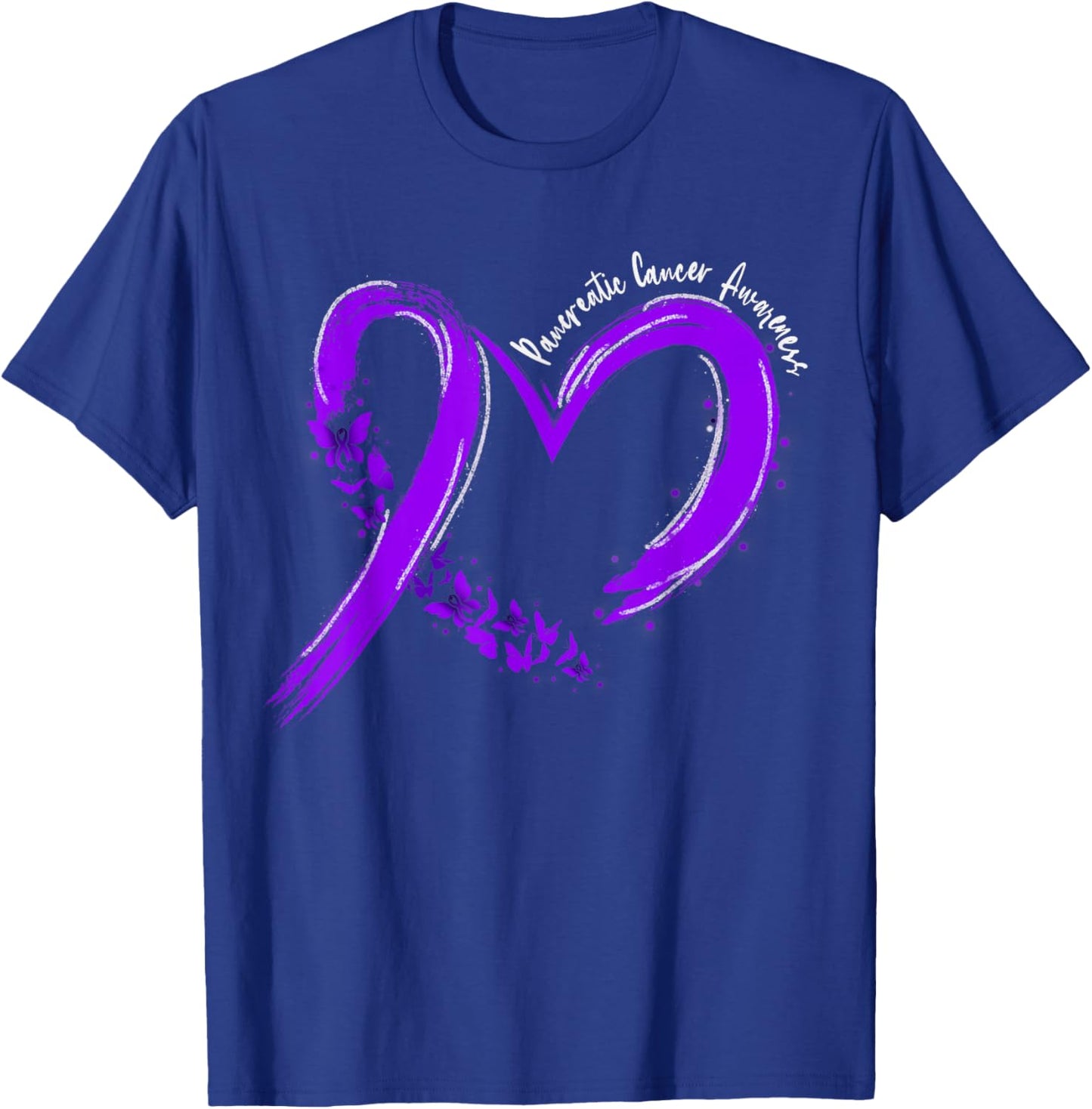 Pancreatic Cancer Awareness Heart Ribbon Purple Girls T-Shirt - T-Shirt | Royal