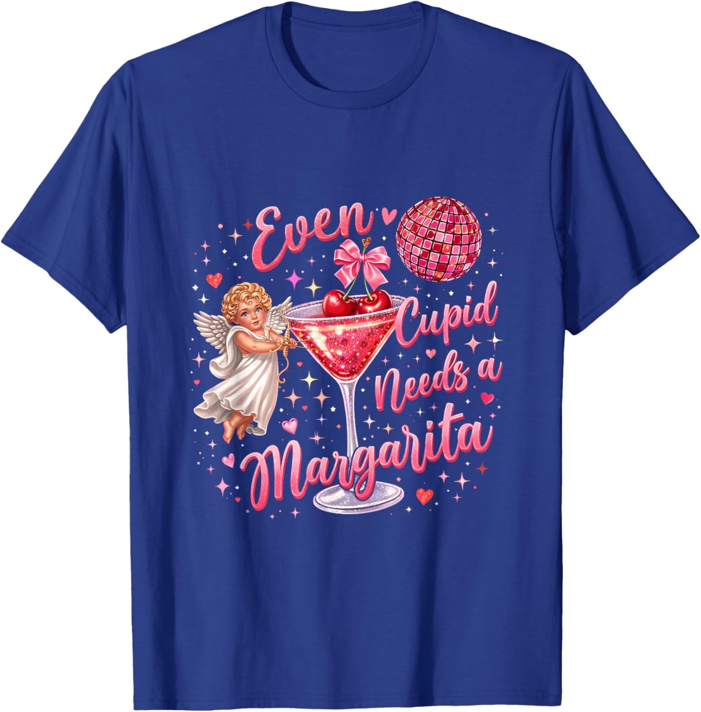 Valentine Funny Even Cupid Need A Margarita Retro Trendy T-Shirt - T-Shirt | Royal