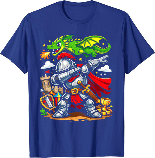 Ren Faire Dabbing Knight Dragon Fantasy Kids Boys Girls T-Shirt - T-Shirt | Royal