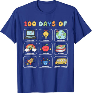 100 Days of Learning Growing 100th Day of School Girls Kids T-Shirt - T-Shirt | Royal