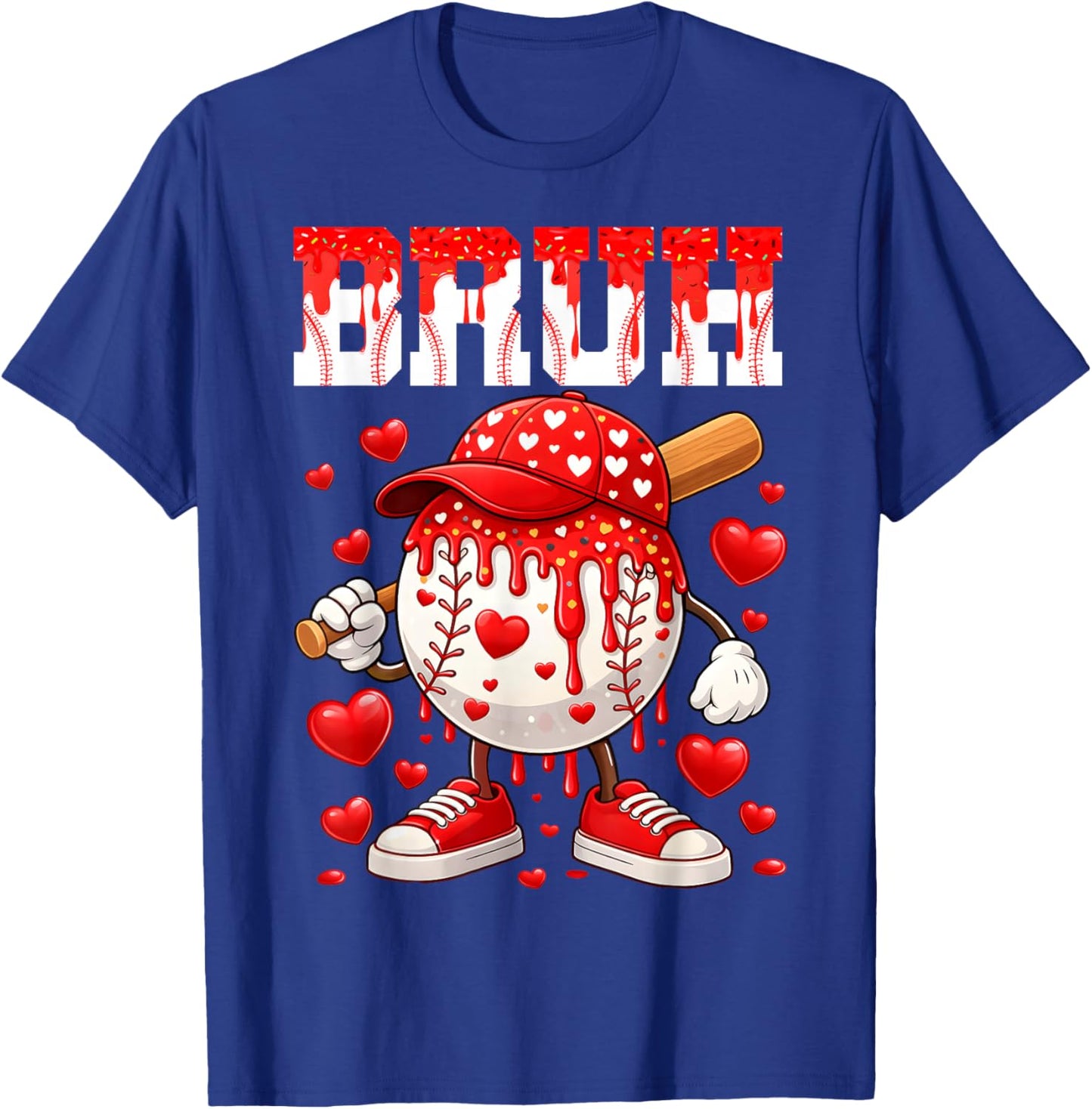 Valentines Day Baseball Drip Boys Bruh Ice Cream Toddler Kid T-Shirt - T-Shirt | Royal