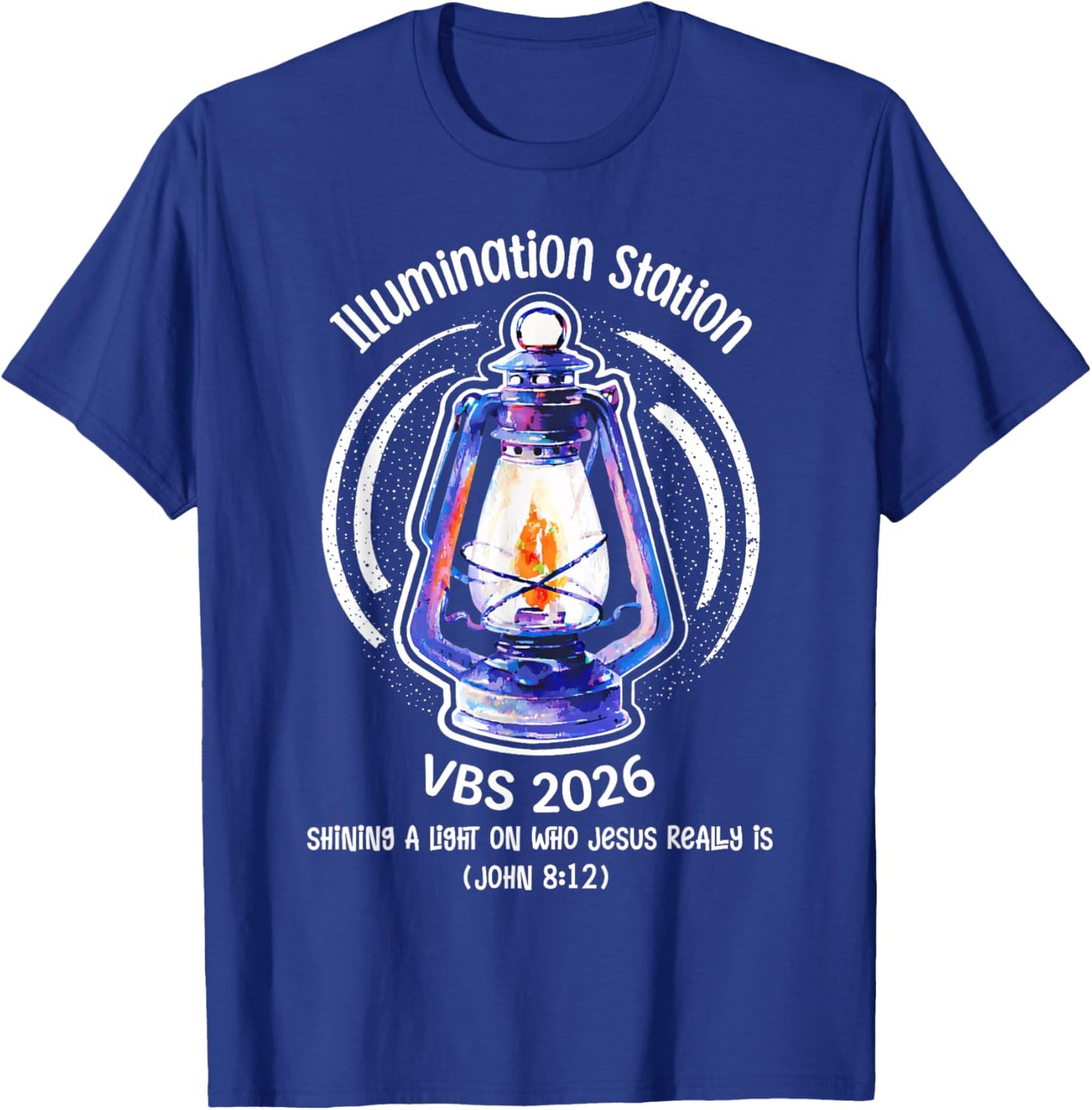 Retro Illumination Station VBS 2026 John 8:12 Bible Verse T-Shirt - T-Shirt | Royal