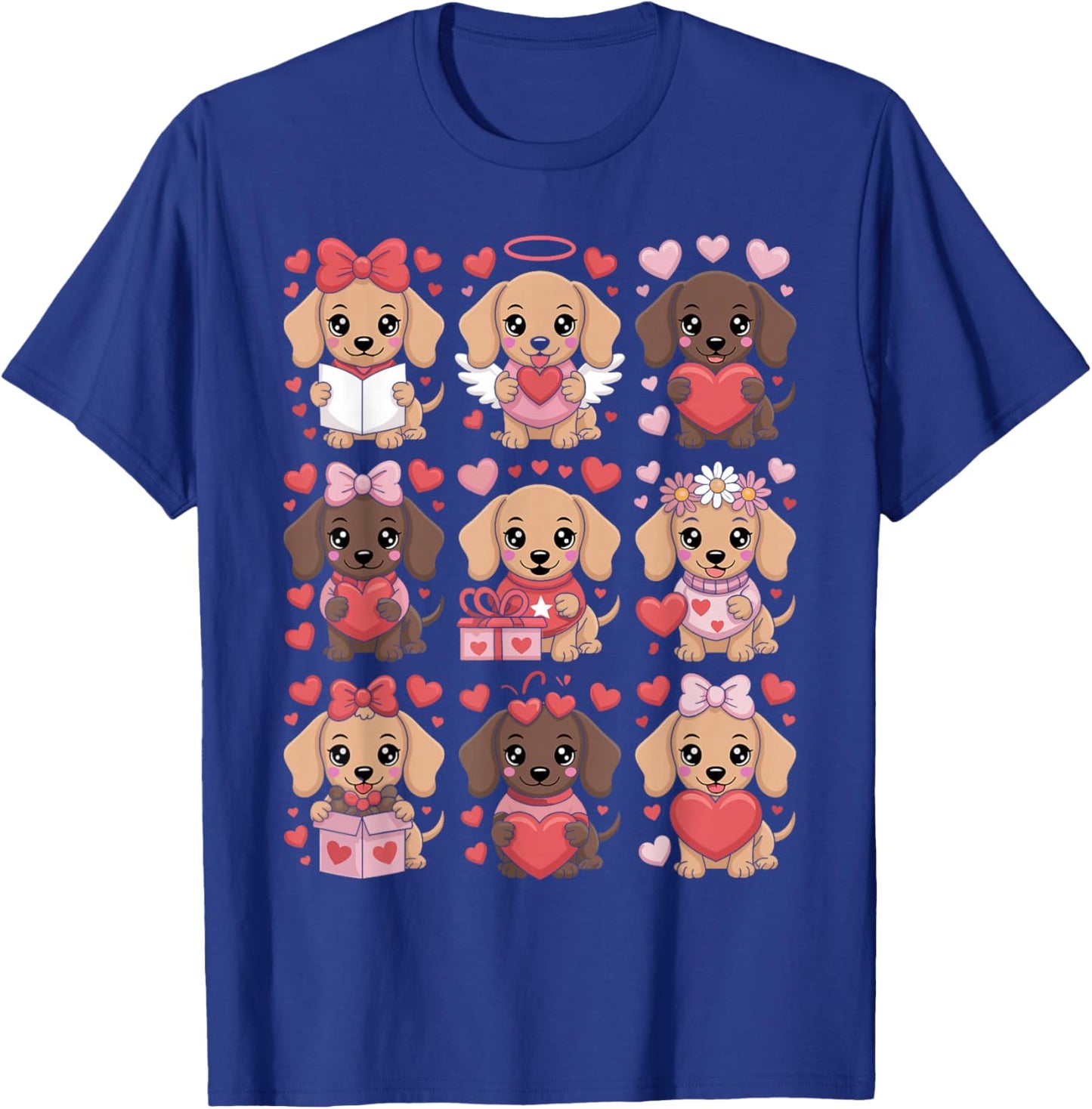 Cute Dachshund Valentine's Day Wiener Doxie Dog Lover Heart T-Shirt - T-Shirt | Royal
