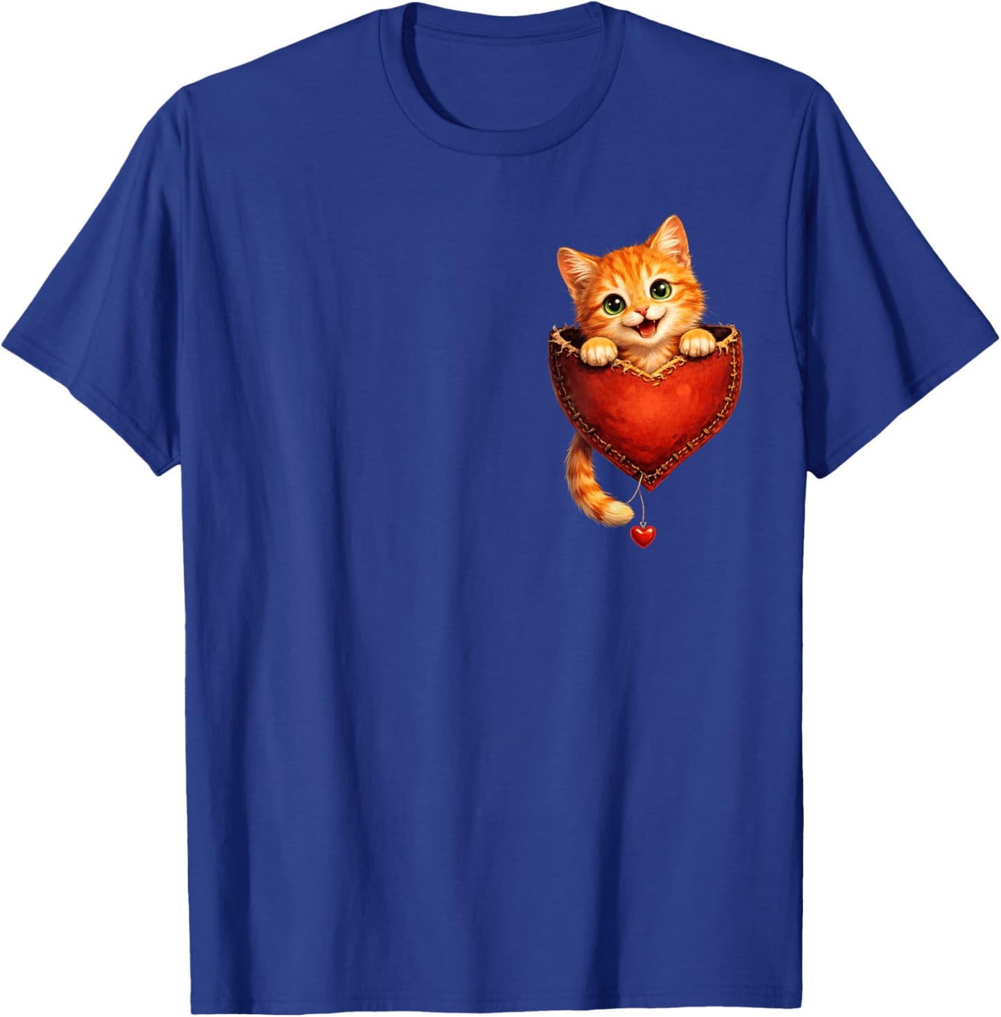 Cute Orange Pocket Kitty Funny Valentine Cat Lover Heart T-Shirt - T-Shirt | Royal