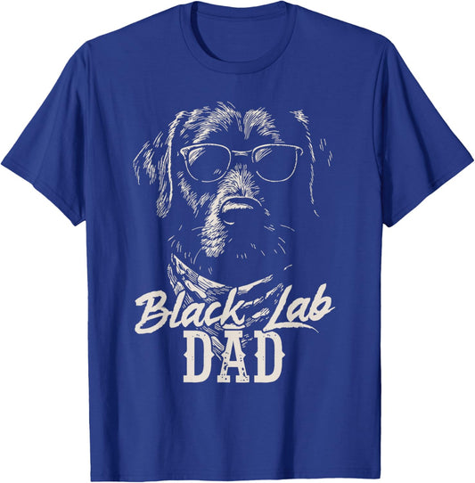 Black Lab Dad Hunting Dog Marsh Scene Sunset Vintage T-Shirt - T-Shirt | Royal