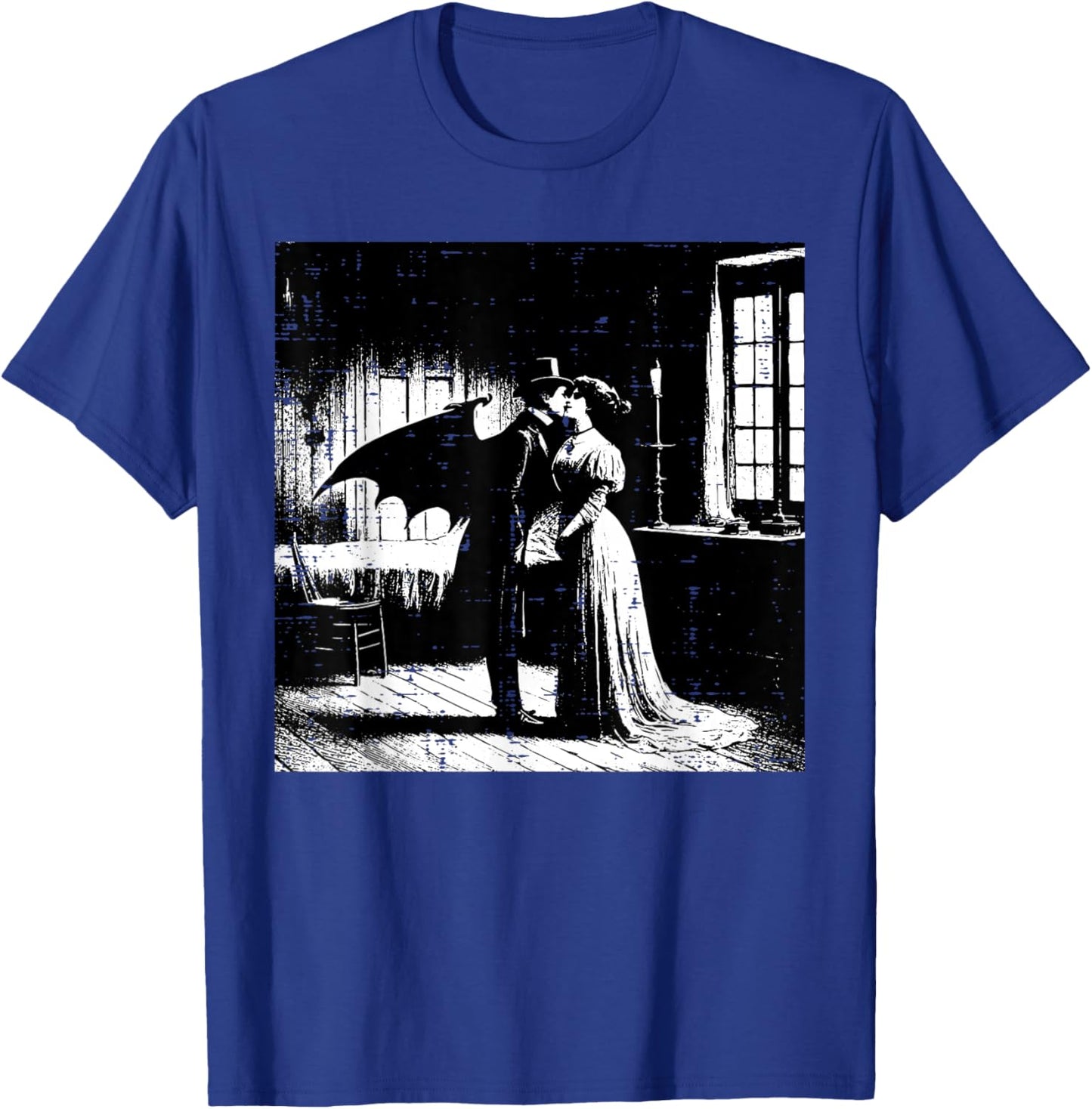 Halloween Vampire Kissing Woman Vintage Costume Men Women T-Shirt - T-Shirt | Royal