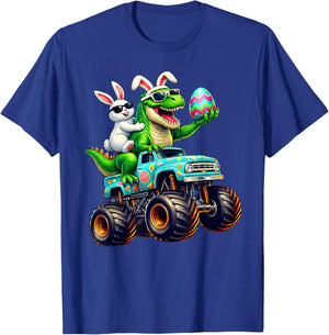 Happy Easter Bunny T Rex Monster Truck Dinosaur Boy Men T-Shirt - T-Shirt | Royal