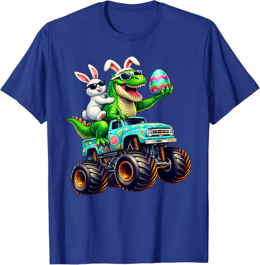 Happy Easter Bunny T Rex Monster Truck Dinosaur Boy Men T-Shirt - T-Shirt | Royal