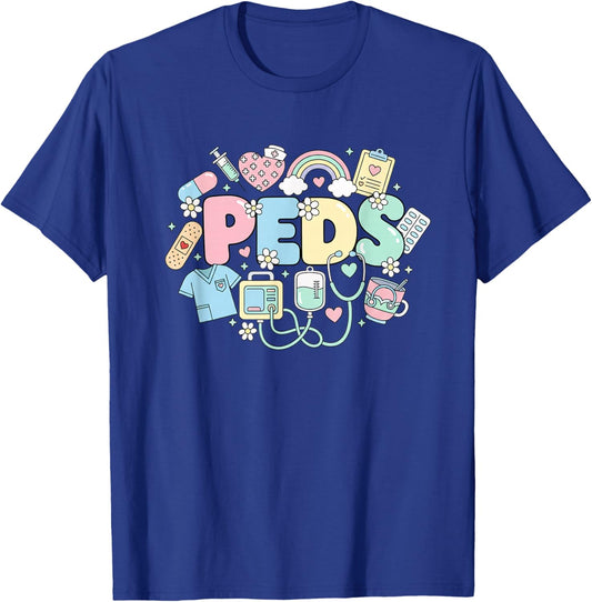 Nurse Peds Pediatric Nurse Peds Crew Pediatric RN T-Shirt - T-Shirt | Royal