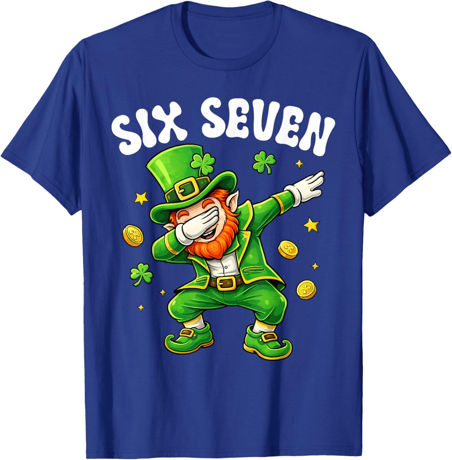 Six Seven Leprechaun Dabbing 67 Meme St Patrick's Day Boys T-Shirt - T-Shirt | Royal