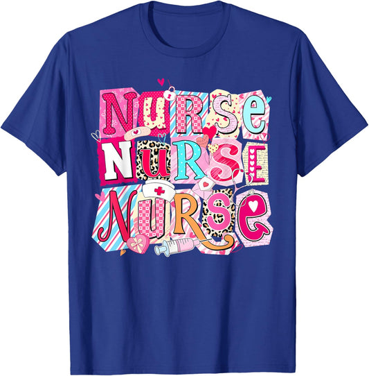 Valentine Nurse Note Love Hearts Stethoscope Girl Women Kid T-Shirt - T-Shirt | Royal