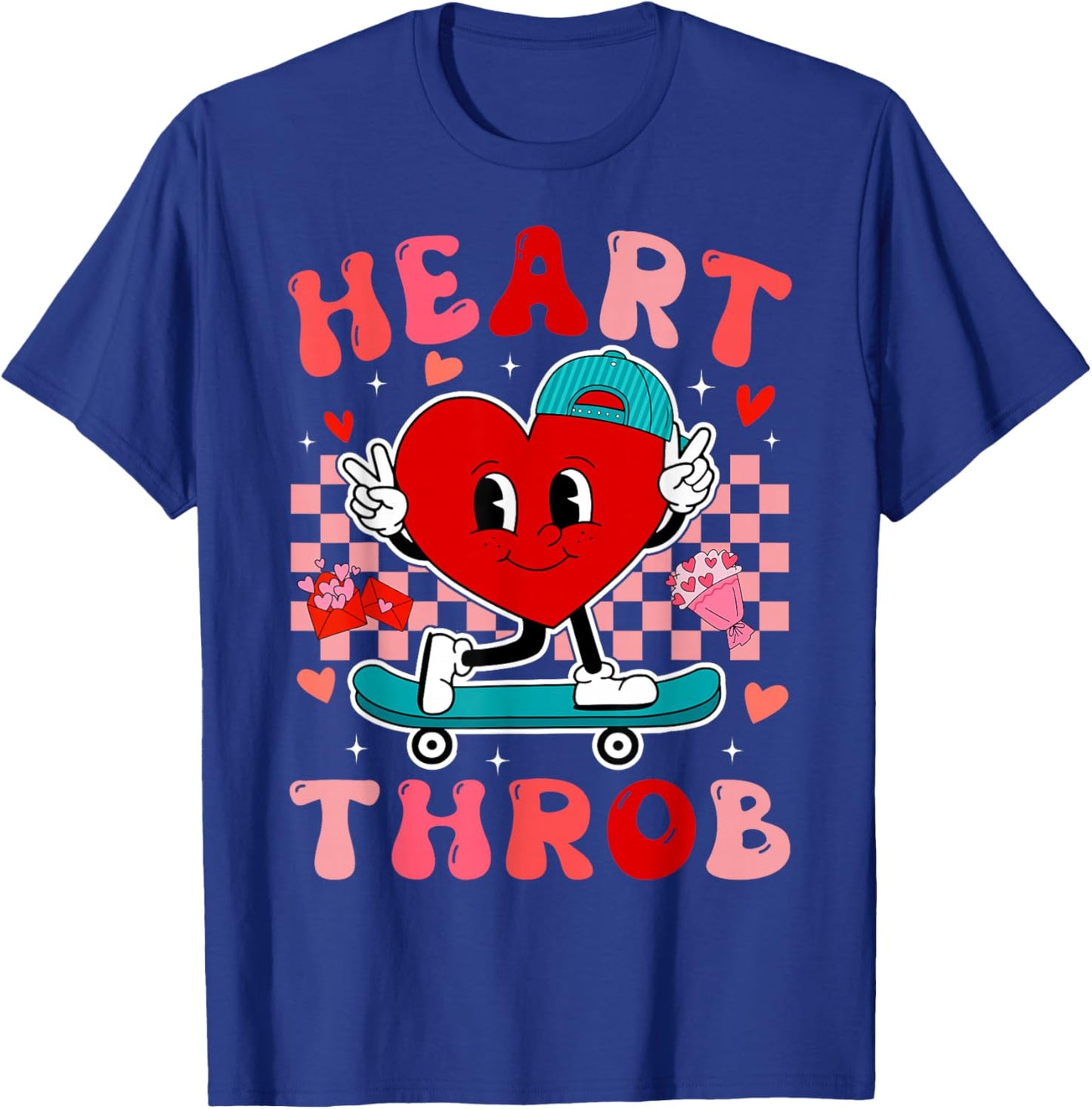 Valentine Retro Groovy Heart Throb Men Boys Kids Toddlers T-Shirt - T-Shirt | Royal