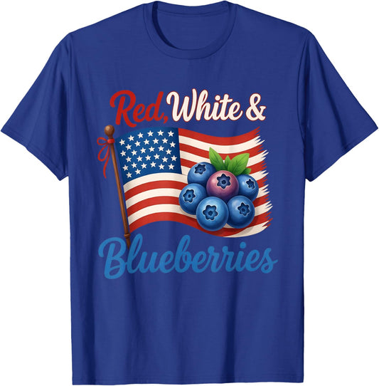 Red White Blueberries Funny Patriotic USA Flag Vintage T-Shirt - T-Shirt | Royal