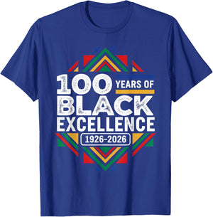 100 Years of Black Excellence Centennial Black History Month T-Shirt - T-Shirt | Royal
