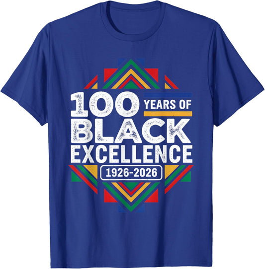 100 Years of Black Excellence Centennial Black History Month T-Shirt - T-Shirt | Royal