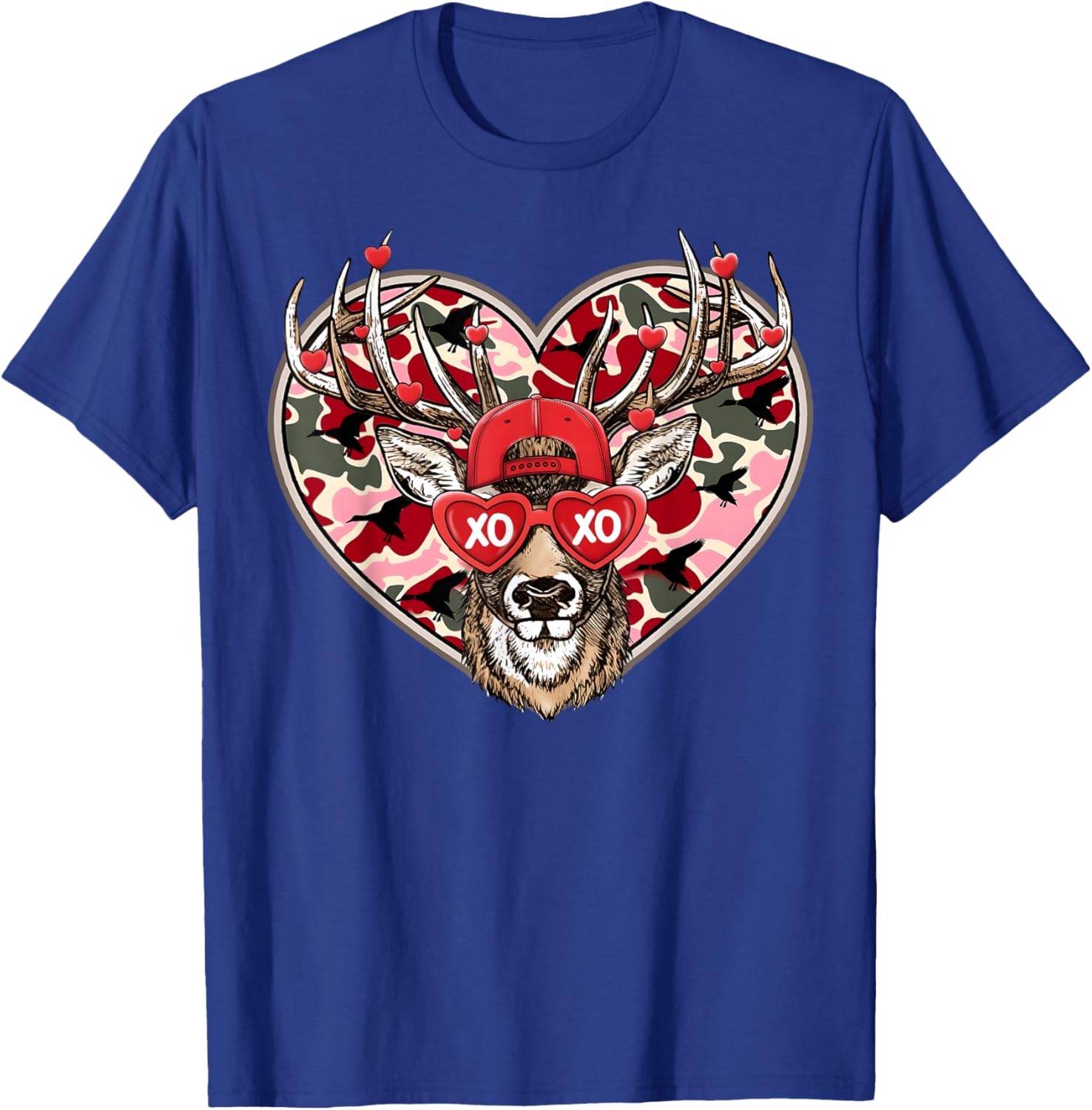 Valentine XOXO Funny Deer Hunting Buck Men Women Kid T-Shirt - T-Shirt | Royal