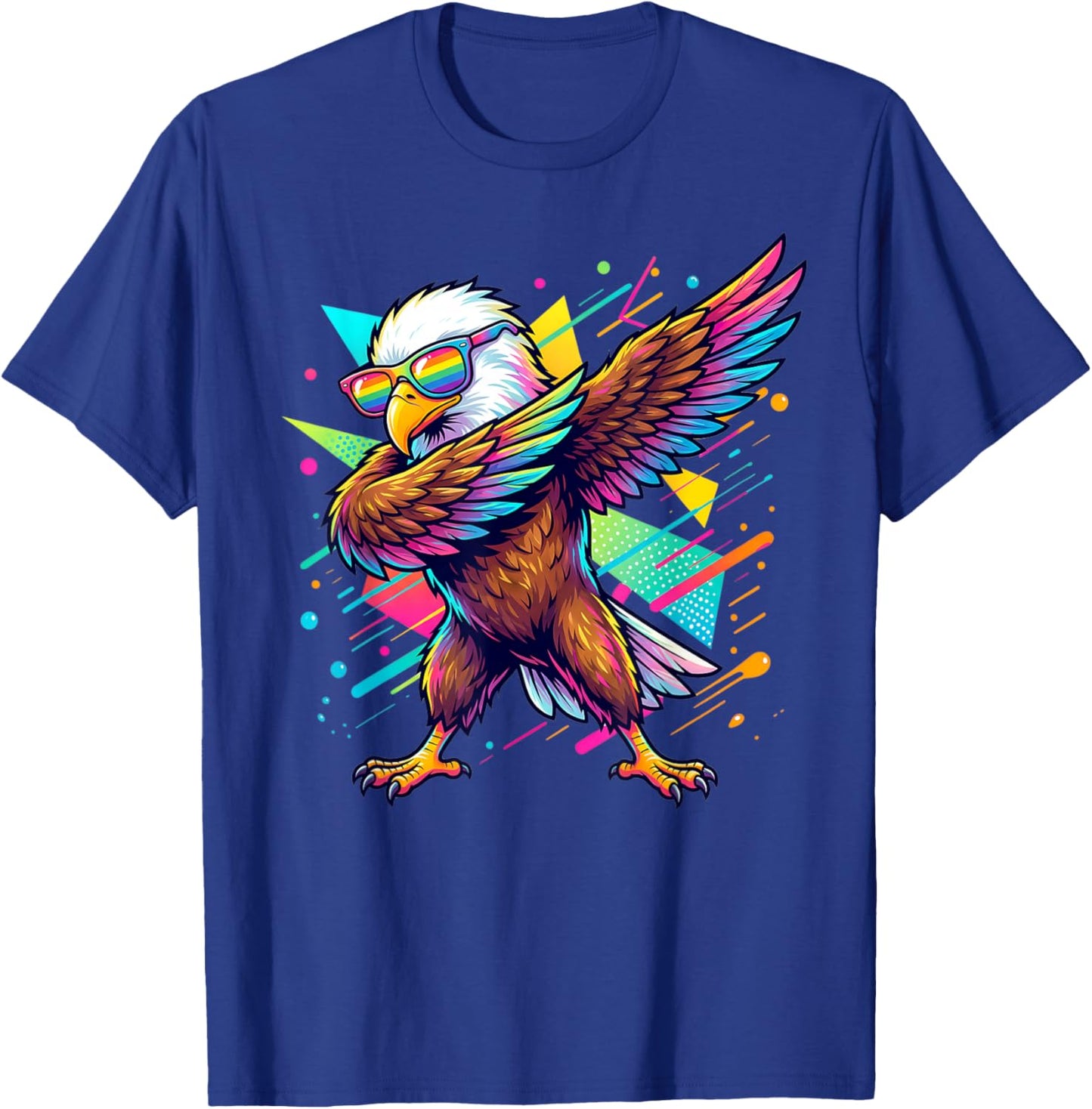 Dabbing Bald Eagle Kids Boys Colorful Eagle Bird Lovers T-Shirt - T-Shirt | Royal