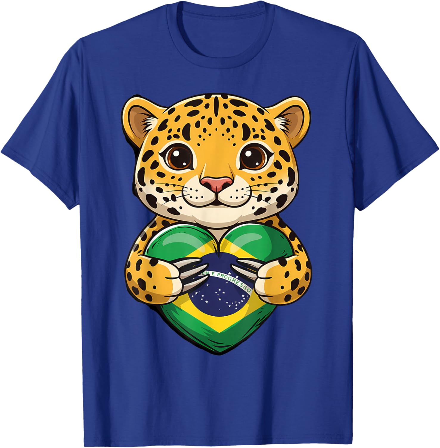 Brazil Flag Leopard Brazilian Roots Brasilian Pride Brasil T-Shirt - T-Shirt | Royal