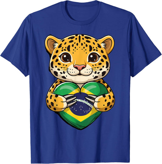 Brazil Flag Leopard Brazilian Roots Brasilian Pride Brasil T-Shirt - T-Shirt | Royal